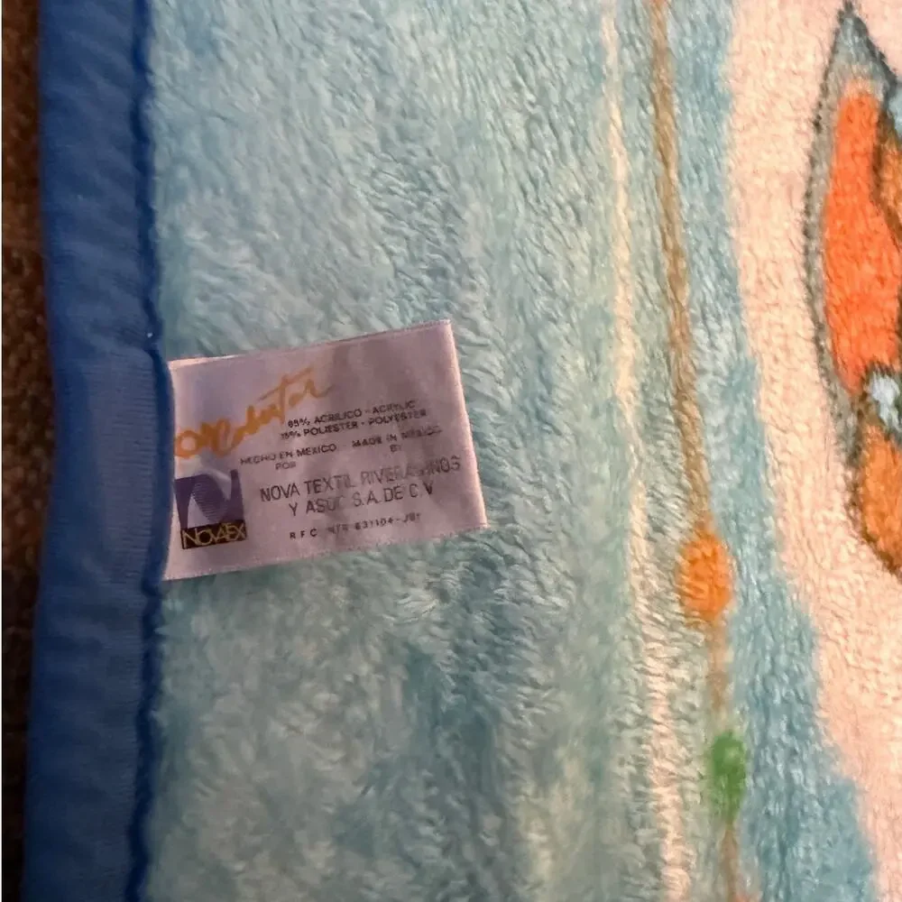 VTG Novatex Skate Bear Rare Minky Plush Blanket Teal Skateboarding Soft VHTF